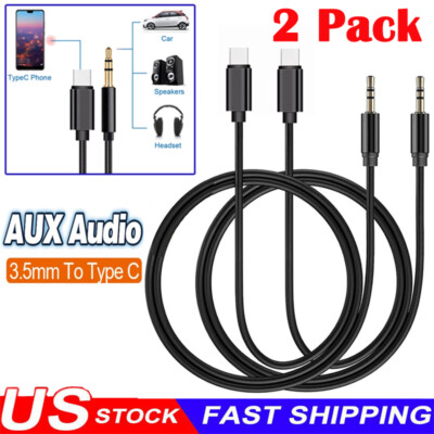 2pcs For Samsung S24 S23 S22 S21 USB-C to 3.5mm Aux Cable Audio Cord Car Stereo