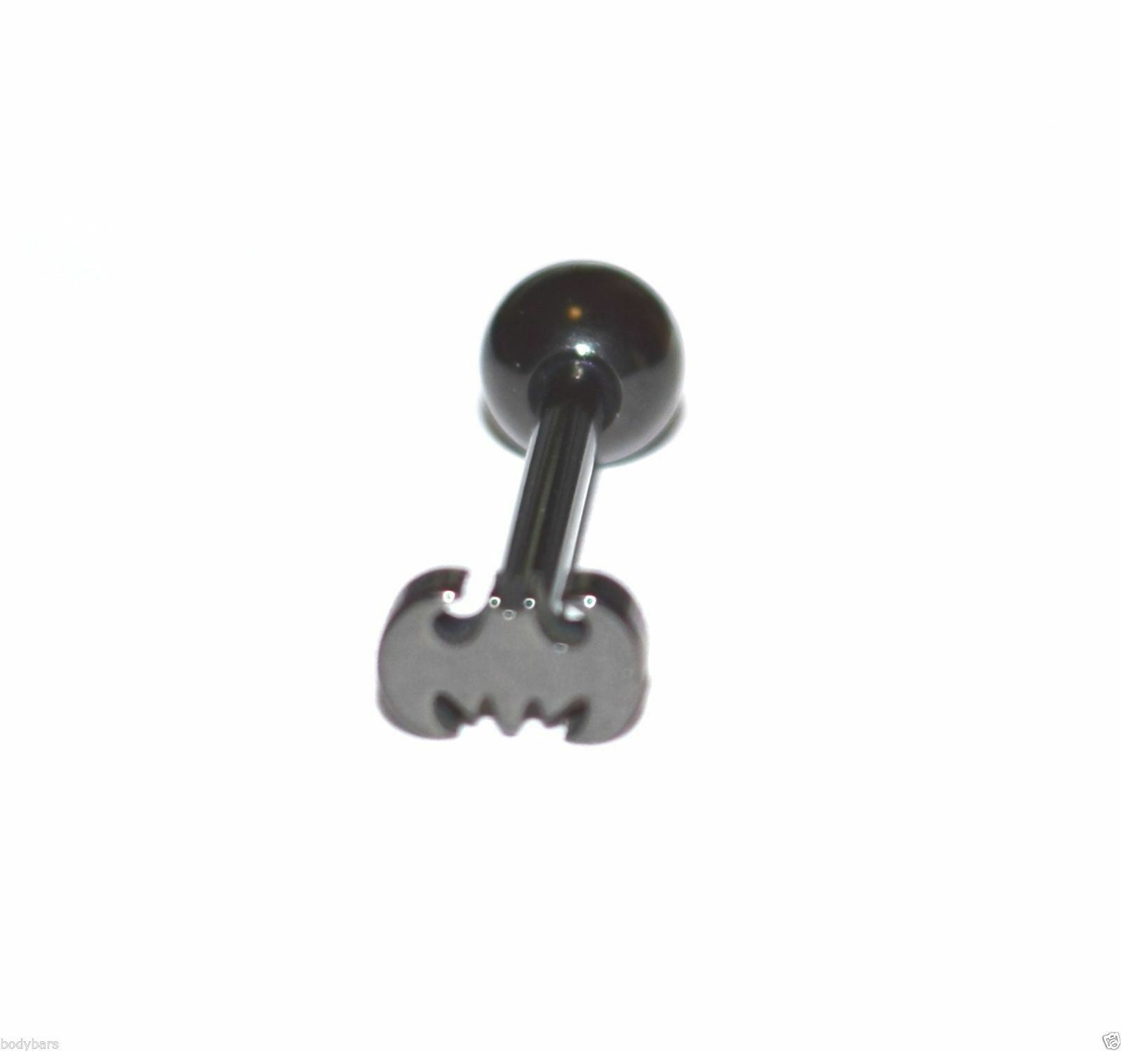 Batman Tongue Bar Anodized Black Colour Steel Body Piercing Barbell 14g 16mm