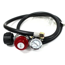 High Pressure Adjustable LP Propane Regulator Gauge QCC1  & 4' BBQ Hose 20PSI