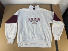 Vintage 90s 80s Lake Tahoe California Zip Pullover Sweatshirt Jacket Grunge
