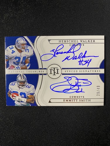 Herschel Walker Emmitt Smith 2021 National Treasures Synced Auto 29/49 #SS-WS