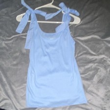 a new day Women s Blue Ribbed Tie-Shoulder Camisole Tank Top Cotton L