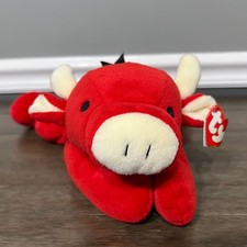 Vintage 1997 Ty Pillow Pal Snort Red Bull 12" Plush w/ Swing Tag