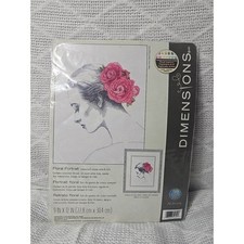 Dimensions Counted Cross Stitch Kit Floral Portrait 9x12 Woman Floral