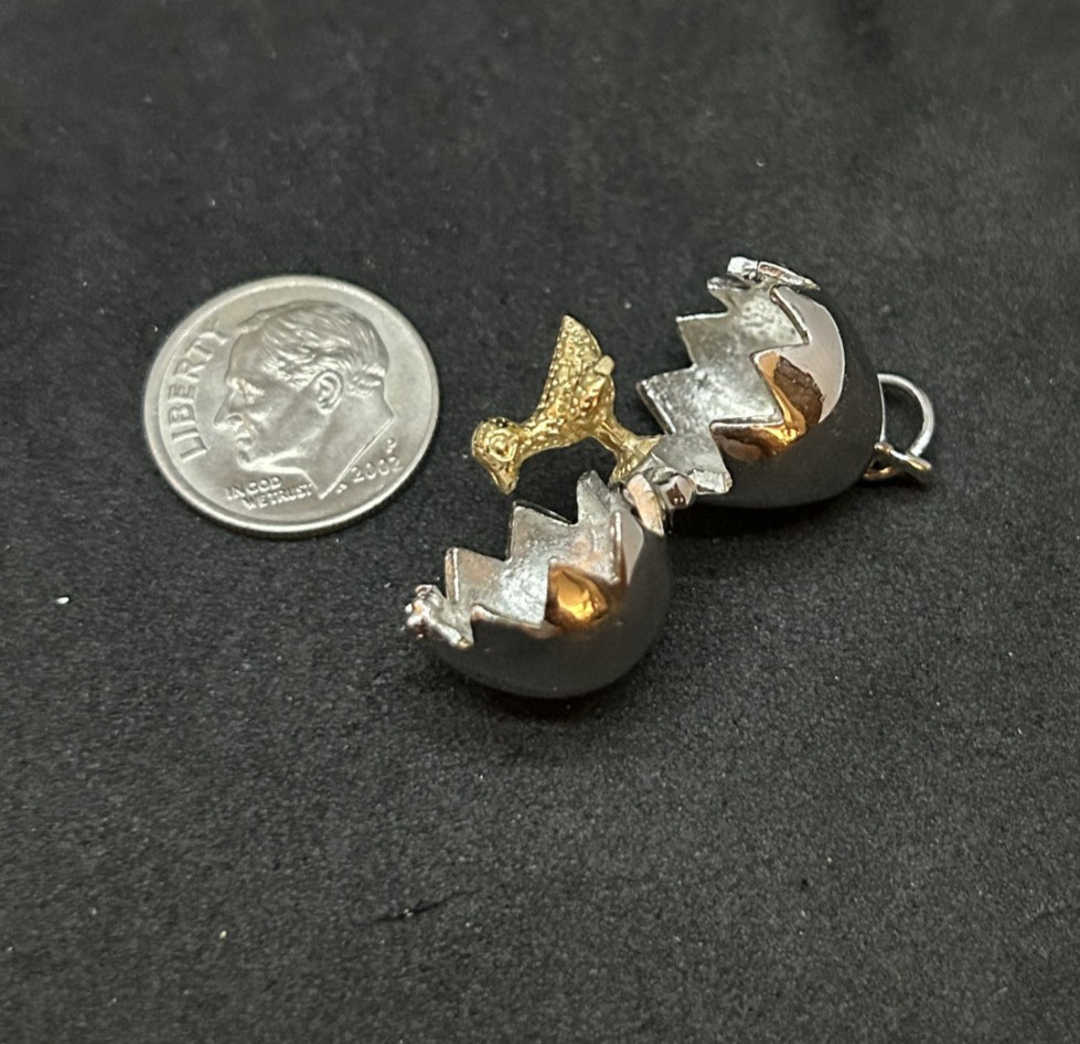 925 Sterling Hinged Easter Egg Articulating Baby … - image 3