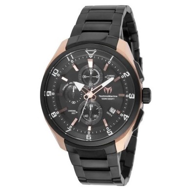 TechnoMarine Ocean Quantum Chronograph Rose Gold Black Men's TM-318122 NIB $500