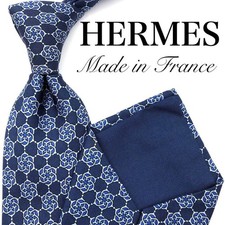 Hermes Navy Silk Tie Made in France near mint gift