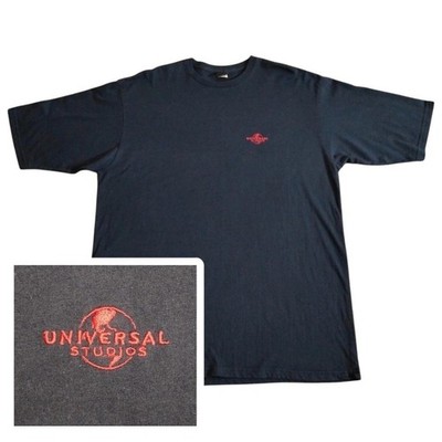 Universal Studios T-Shirt Herren XL Marineblau Rot Besticktes Logo Brustumfang Hergestellt in den USA
