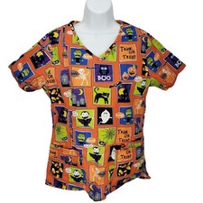 Halloween-Themed ScrubStar XS Scrub Top With Pockets  Fun Print