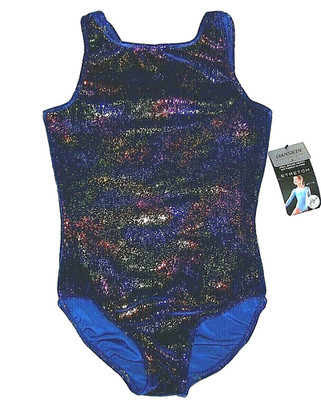 Danskin Leotard Bodysuit Celebration Blue Velvet Hologram New Child Girl L 12 14