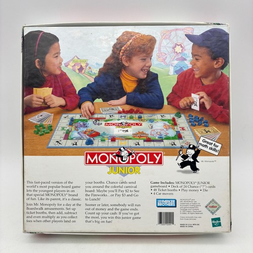 VINTAGE Monopoly Junior COMPLETO Parker Brothers 1999 anni 90 bambini bambini - Foto 2 di 9