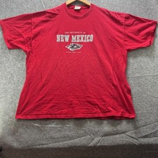 JERZEES Shirt Mens 2XL Red University Of New Mexico Graphic Crew Neck Cotton