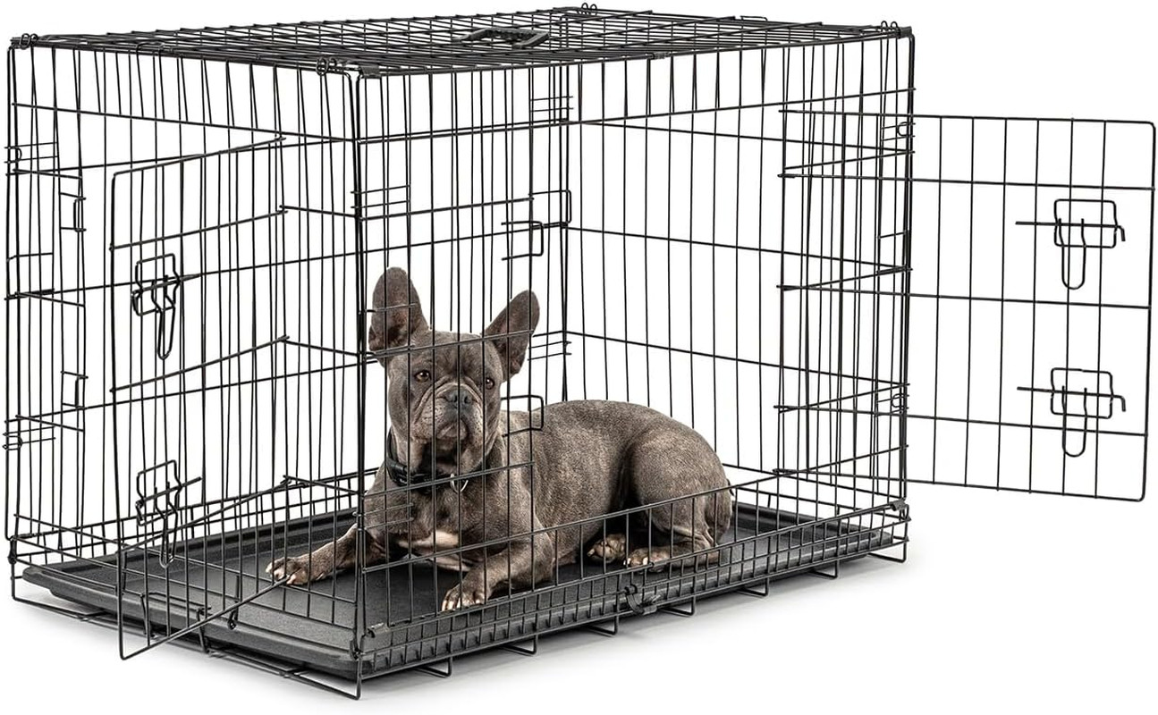 Gabbia Cane XL 92x58x64 cm Pieghevole Nero - Trasportino in Metallo Robusto