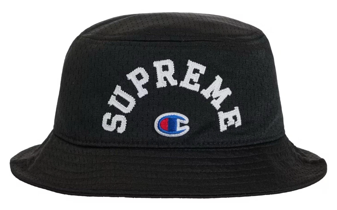 CHAPEAU SEAU CONCASSEUR MAILLE SUPREME X CHAMPION SS24 TAILLE S/M NOIR ��