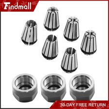 Findmall 9 Pcs ER11 Spring Collet Set 1/8" 1/4" 3 Clamping Nuts Precision