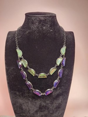 Coldwater Creek Blue Green Crescent Dark Metal Fashion Necklace 22 In Jewelry 