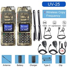 BAOFENG UV-25 WALKIE TALKIE LONG RANGE TRI-POWER FM TWO WAY HAM RADIOS NOAA SET