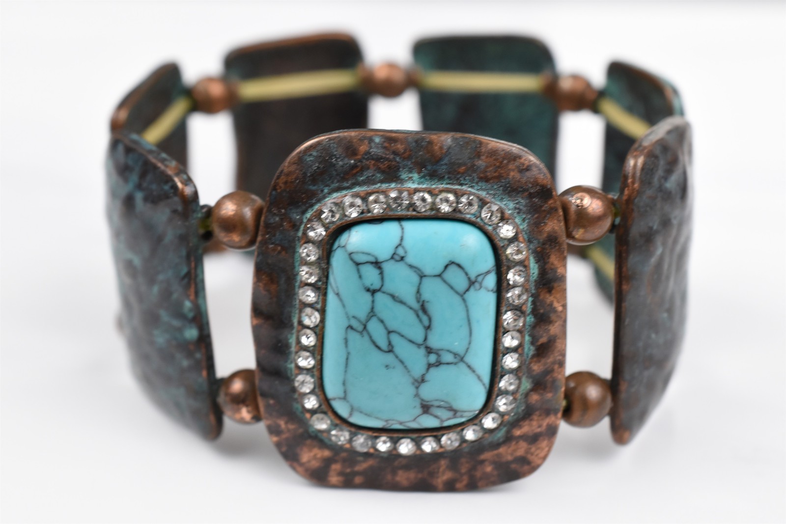 Handmade Studio Hammered Copper Rectangle Stretch… - image 6