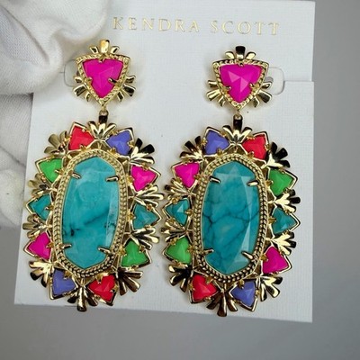Kendra Scott Havana Fiesta Exclusive Statement Earrings Multi-Color Turquoise 