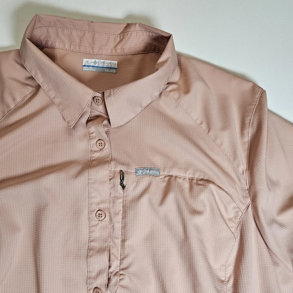 Camisa Columbia para mujer talla XXL rosa claro abotonada utilitaria exterior senderismo top Foto 3 de 4