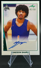 2021-22 Shaedon Sharpe RC /50 Leaf Signatures Green Rookie Auto #BA-SS1 Blazers