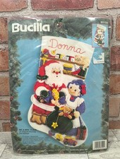 1994 Bucilla Felt Stocking Kit 83199 Mr  Mrs Claus Christmas 18" New Sealed