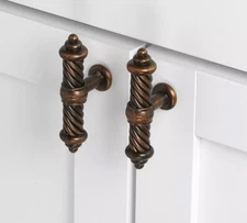 GlideRite 3-1/2" Rustic Bronze Twisted Steel Cabinet Dresser With Prongs See Pic