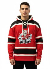 Albany River Rats Hockey Embroidered Red Lace Hoodie
