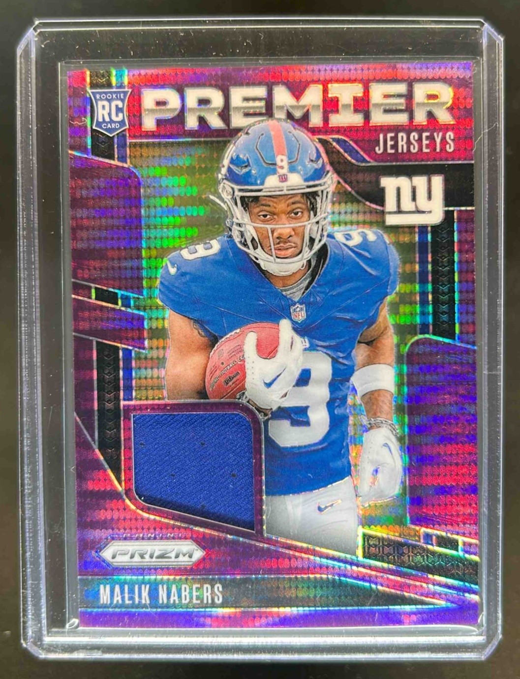 2024 Prizm Malik Nabers Premier Jerseys RC Purple Pulsar #PJ-MNS Giants