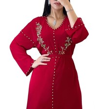 Dubai Women Abaya Muslim Kaftan Rhinestone Long Dress Evening Maxi Robe Ramadan