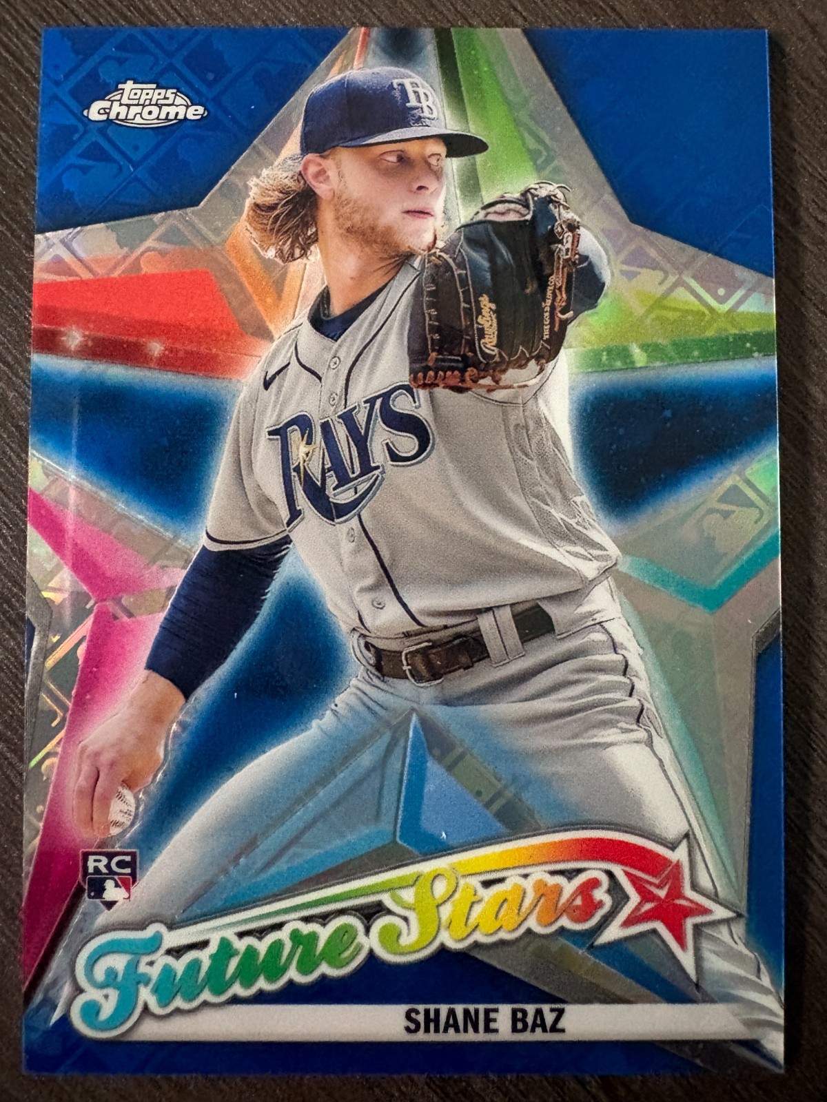 2022 Topps Chrome Logofractor Shane Baz Rookie RC Blue Refractor serial /150