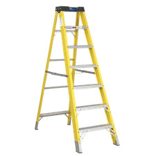 Image of Sealey Step Ladder Fibreglass 6 Steps 150kg Capacity 1.95m Height Anti Slip FSL7