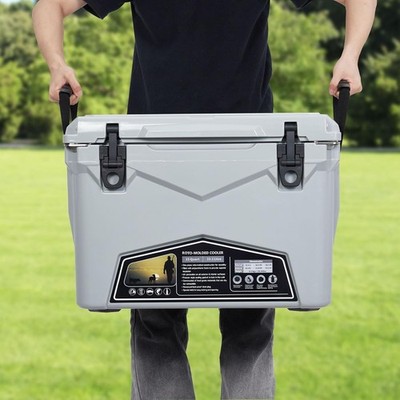 Hard Camping Cooler with Soild Handle, Portable Insulated Ice Chest Cooler Box 