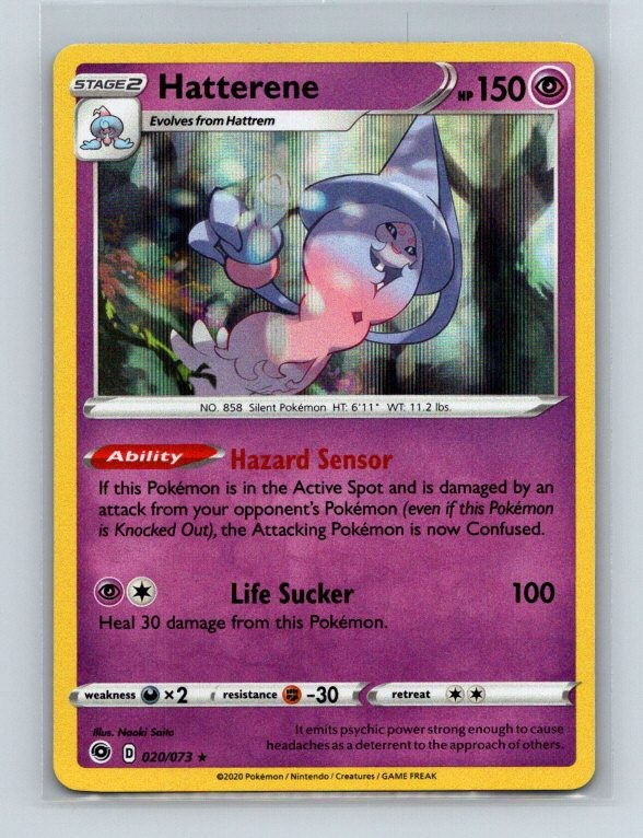 Hatterene 20/73 Holo Rare Champion's Path Pokemon Holo Near Mint