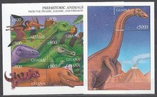 Ghana - Mail 1999 Yvert 2401/9+H.370 ** MNH Prehistoric Fauna