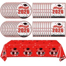 Graduation Party Decorations Class of 2026 Supplies Includes 41Pcs Red