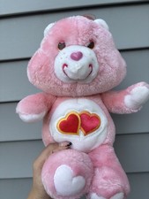 Vintage Kenner 1983 Care Bears Love-a-Lot Bear Plush Stuffed Animal 13" Pink
