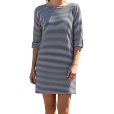 Banana Republic Dress Medium Navy Blue Stripe 3/4 Sleeve Boat Neck Preppy