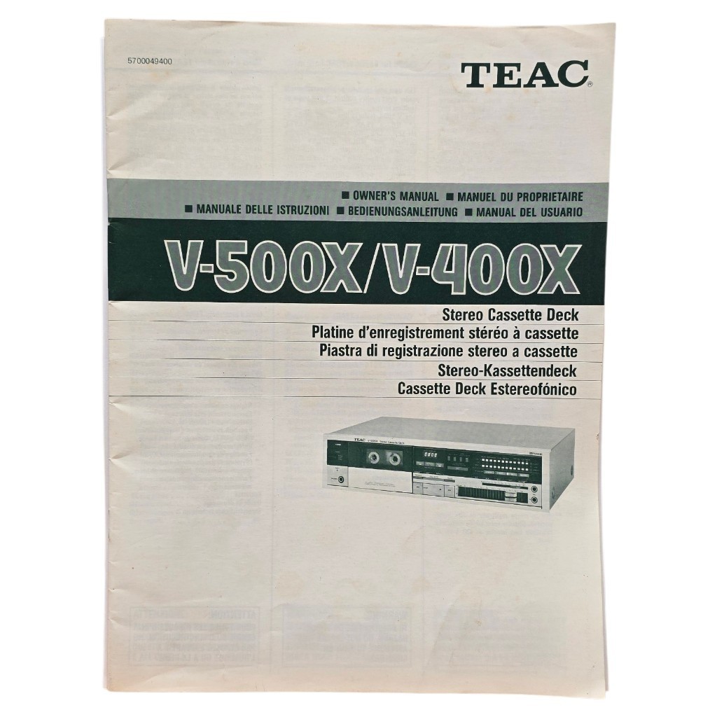 Original TEAC V-500X, V-400X, Stereo Cassette Deck Owners Manual