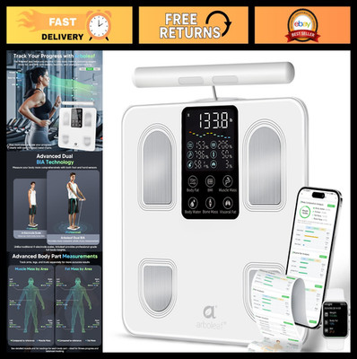 Smart Body Weight Scale with BMI, Body Fat, Muscle Mass & 50+ Metrics, Bluetooth