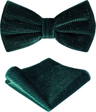 TIE G Men's Glitter Velvet Bow Tie  Pocket Square Set in Gift Box for Wedding,