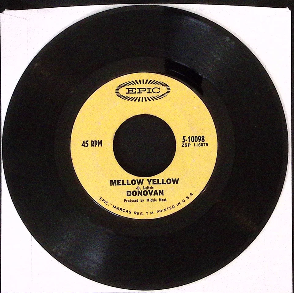 DONOVAN MELLOW YELLOW/SUNNY SOUTH KENSINGTON EPIC RECORDS VINYL 45 VG 44-128 - Image 2 of 2