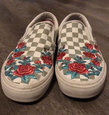 rose embroidered vans