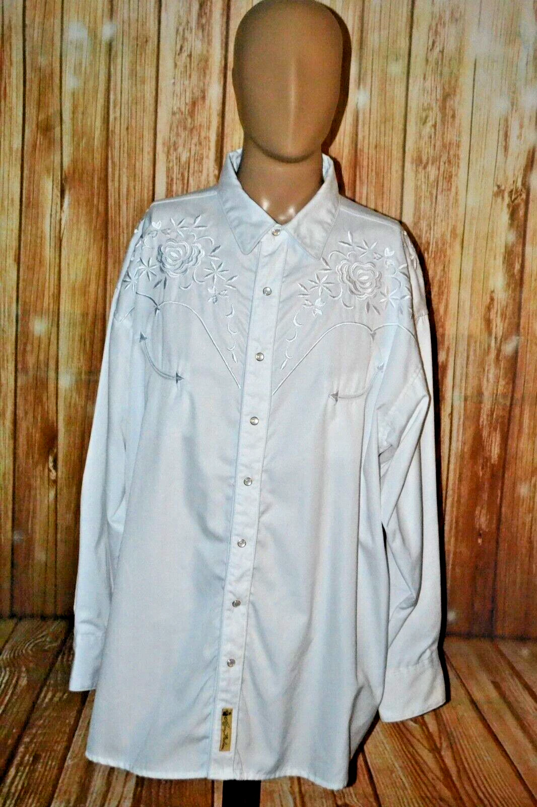 Vintage Larry Mahan Men Roses Embroidered Cowboy Western Shirt Sz 2XL