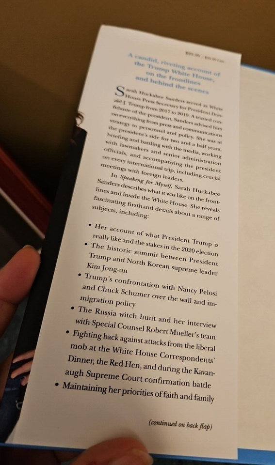 Speaking For Myself by Sarah Huckabee Sanders Hardcover EUC eBay