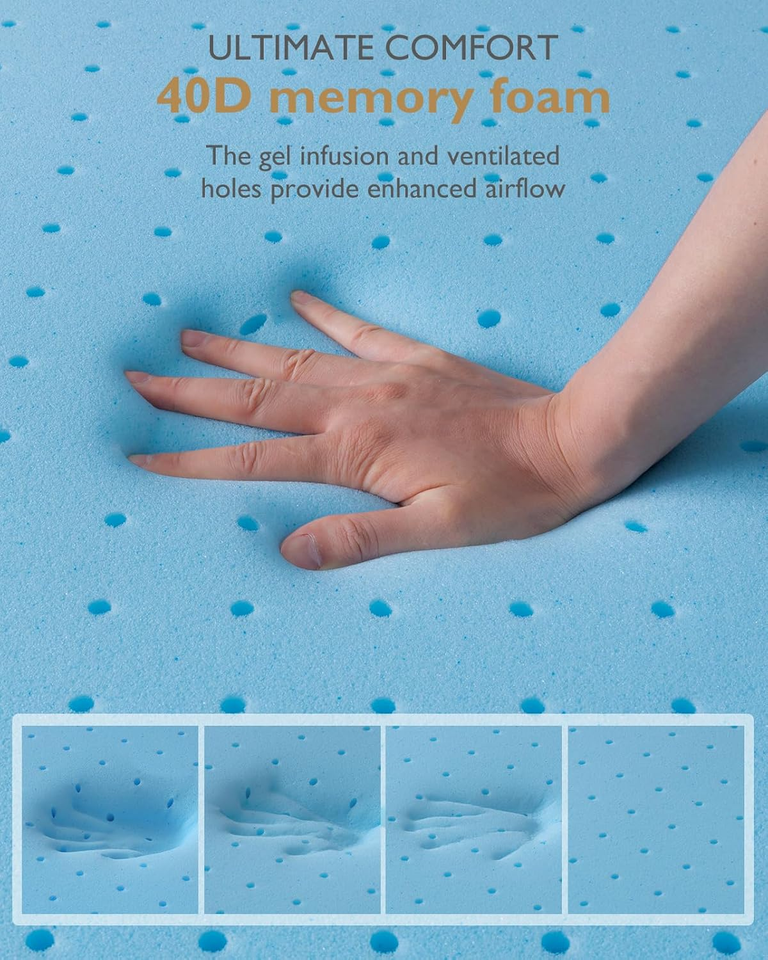 3 Inch Mattress Topper Queen Gel Infused Memory Foam Mattress Topper