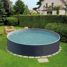 Azuro Deluxe &Oslash; 460 x 120cm Graphite/Wei&szlig; Stahlwandpool Schwimmbecken