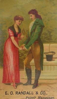 1880's E. O Randall & Co Wall Paper Est. Paper Hangings Man Wooing Lady P52