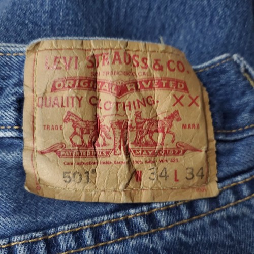Jeans Levis Uomo 34x34 Blu 501 Bottone Dritto Fly Y2K Denim - Foto 9 di 11