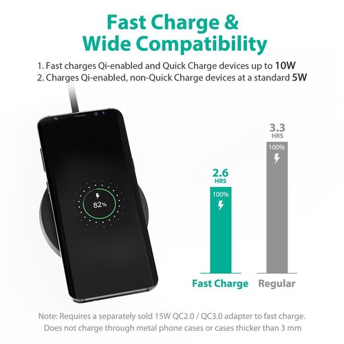 For Samsung Mini-Wireless Qi Charger Galaxy S7 S8 S9 Note 8/9 FAST USPS, UL List - Picture 4 of 12